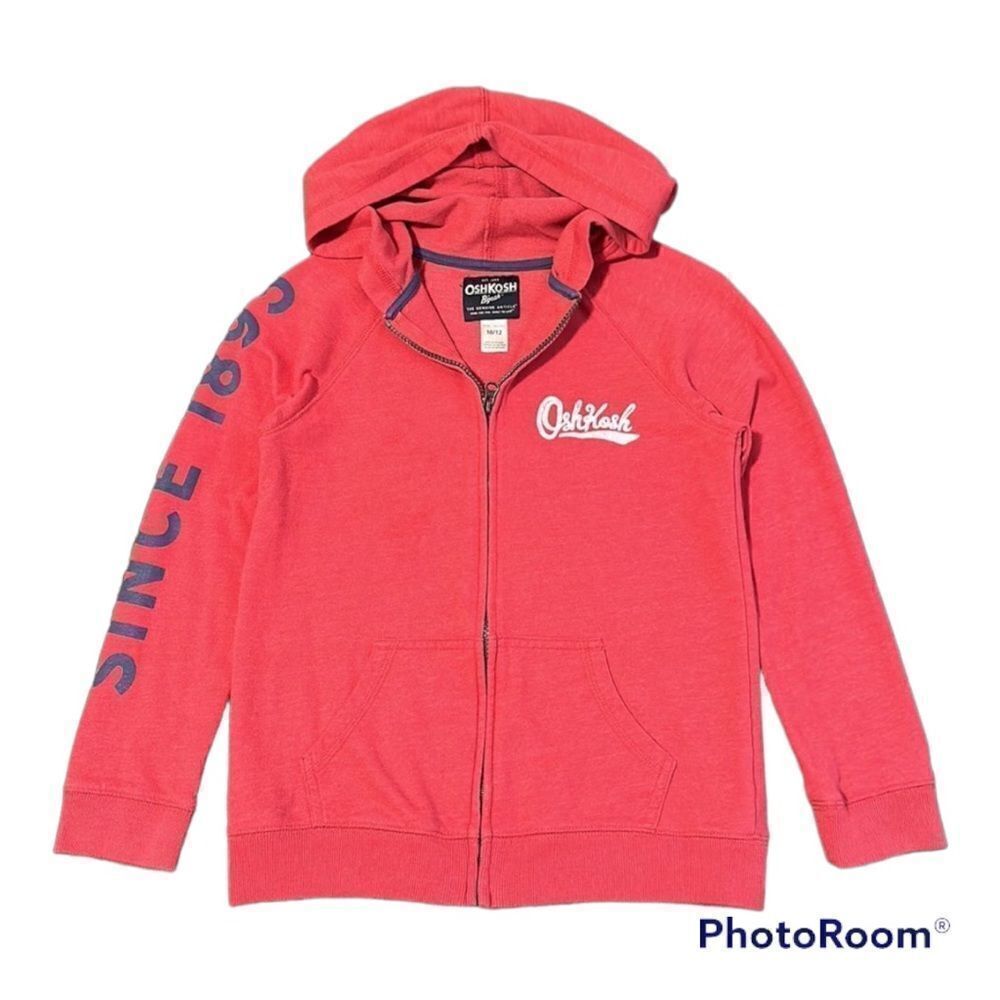 Osh Kosh Boys Red Full Zip Hoodie Size 10/12